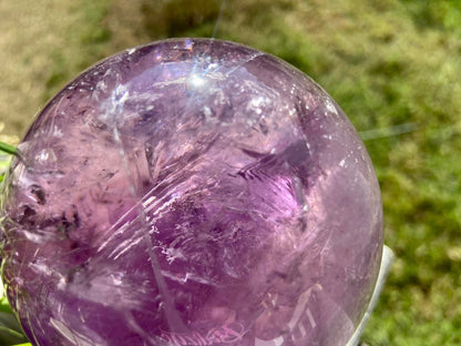 Trapiche Amethyst Sphere with Large Rainbow | Finger Prints | Crown Chakra | Rare Collectors Crystal from Brazil 2317 Grams
