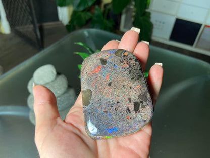 Magnificent Large Australian Rainbow Andamooka Treated Opal Slab