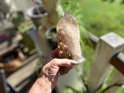 Left Time Link Elestial Smokey Citrine Quartz Lemurian Seed With Pleiadian Starbrary and Diamond Window