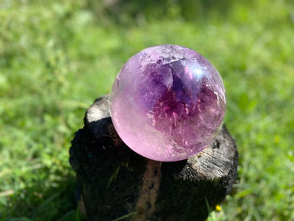 Trapiche Amethyst Sphere with Large Rainbow | Finger Prints | Crown Chakra | Rare Collectors Crystal from Brazil 2317 Grams