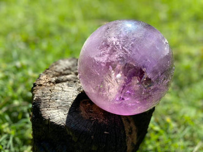 Trapiche Amethyst Sphere with Large Rainbow | Finger Prints | Crown Chakra | Rare Collectors Crystal from Brazil 2317 Grams