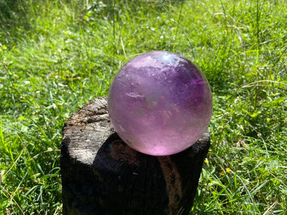 Trapiche Amethyst Sphere with Large Rainbow | Finger Prints | Crown Chakra | Rare Collectors Crystal from Brazil 2317 Grams