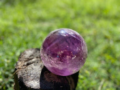 Trapiche Amethyst Sphere with Large Rainbow | Finger Prints | Crown Chakra | Rare Collectors Crystal from Brazil 2317 Grams