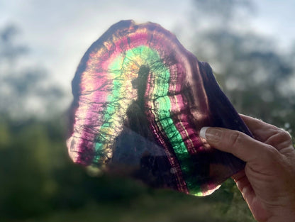 Rainbow Fluorite Crystal Rainbow Fluorite Slab | Intuition + Clarity + Balance | Third Eye Chakra |1084 Grams