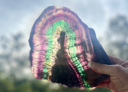 Rainbow Fluorite Crystal Rainbow Fluorite Slab | Intuition + Clarity + Balance | Third Eye Chakra |1084 Grams