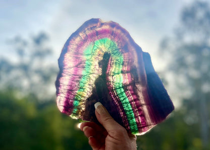 Rainbow Fluorite Crystal Rainbow Fluorite Slab | Intuition + Clarity + Balance | Third Eye Chakra |1084 Grams