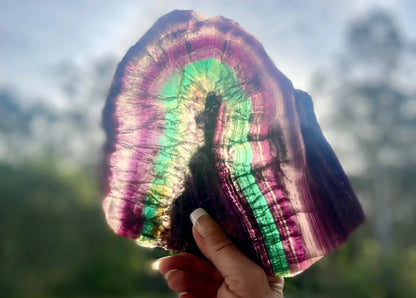 Rainbow Fluorite Crystal Rainbow Fluorite Slab | Intuition + Clarity + Balance | Third Eye Chakra |1084 Grams