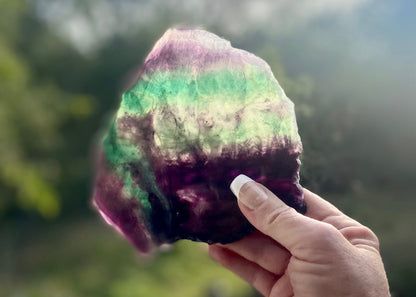 Rainbow Fluorite Crystal Rainbow Fluorite Slab | Intuition + Clarity + Balance | Third Eye Chakra | 510 Grams