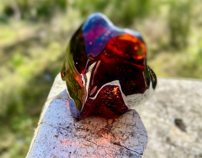 Rare Red Fire Baltic Amber with Ancient Organic Inclusions: Collector's Gem