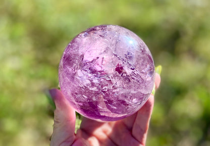 Trapiche Amethyst Sphere with Large Rainbow | Finger Print | Crown Chakra | Rare Collectors Crystal from Brazil | 947 Grams