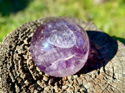 Trapiche Amethyst Sphere with Large Rainbow | Finger Print | Crown Chakra | Rare Collectors Crystal from Brazil | 947 Grams