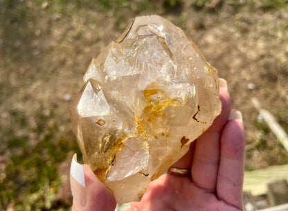 Lemurian Golden Healer Fenster Quartz with Enhydro | Self-Healed Elestial Tip • Pure Light • High Vibrational | 351 g
