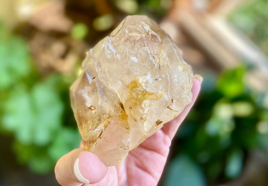 Lemurian Golden Healer Fenster Quartz with Enhydro | Self-Healed Elestial Tip • Pure Light • High Vibrational | 351 g