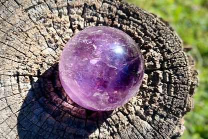 Trapiche Amethyst Sphere with Large Rainbow | Finger Print | Crown Chakra | Rare Collectors Crystal from Brazil | 947 Grams