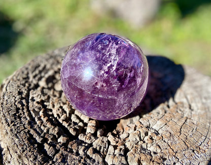 Trapiche Amethyst Sphere with Large Rainbow | Finger Print | Crown Chakra | Rare Collectors Crystal from Brazil | 947 Grams