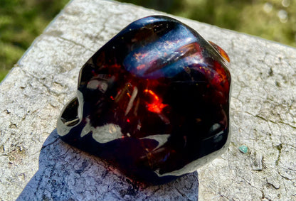 Rare Red Fire Baltic Amber with Ancient Organic Inclusions: Collector's Gem
