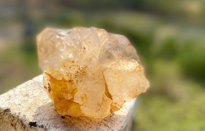 Lemurian Golden Healer Fenster Quartz with Enhydro | Self-Healed Elestial Tip • Pure Light • High Vibrational | 351 g
