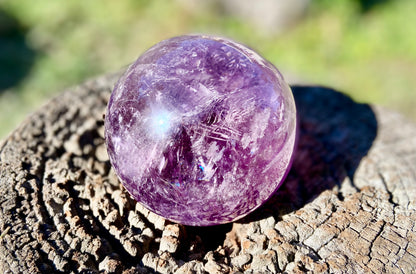 Trapiche Amethyst Sphere with Large Rainbow | Finger Print | Crown Chakra | Rare Collectors Crystal from Brazil | 947 Grams