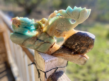 Caribbean Amazonite Dragon Sculpture | Strength • Renewal • Kundalini Energy | 1.931 kg
