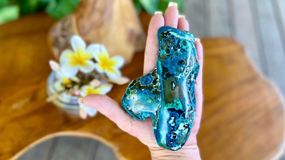 Chrysocolla and Malachite Polished  Freeform