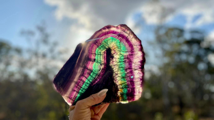 Rainbow Fluorite Crystal Rainbow Fluorite Slab | Intuition + Clarity + Balance | Third Eye Chakra |1084 Grams