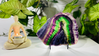 Rainbow Fluorite Crystal Rainbow Fluorite Slab | Intuition + Clarity + Balance | Third Eye Chakra |1084 Grams