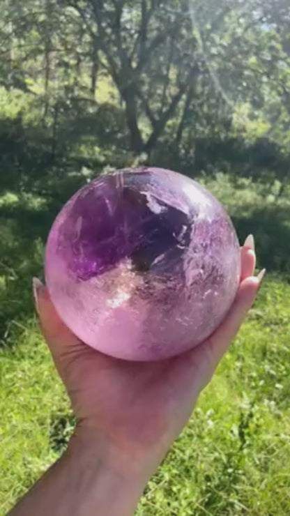 Trapiche Amethyst Sphere with Large Rainbow | Finger Prints | Crown Chakra | Rare Collectors Crystal from Brazil 2317 Grams