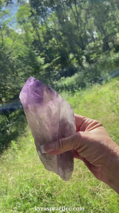 Dragon Tooth Amethyst with Smoky Quartz Phantom Natural Point